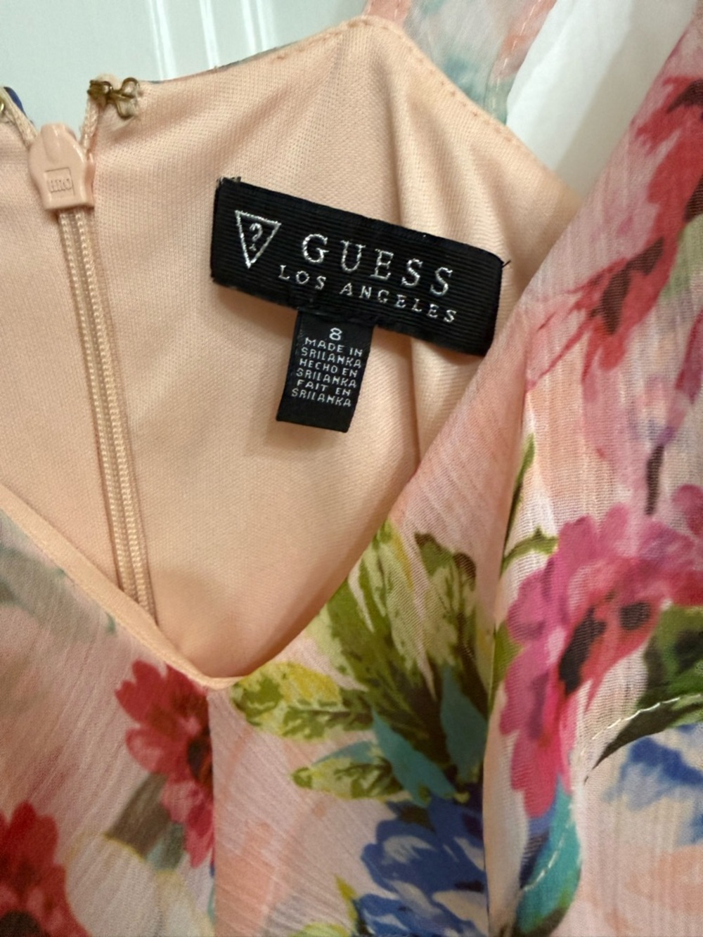 Guess Floral Peach and Multicolor Sleeveless Dress - Picture 3 of 3